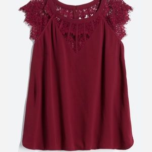 BRIXON IVY Jarred Lace Detail Cap-Sleeve Blouse